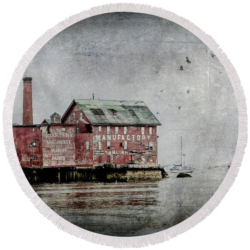 Gloucester Round Beach Towel featuring the digital art Gloucester Manufactory by Linda Lee Hall
