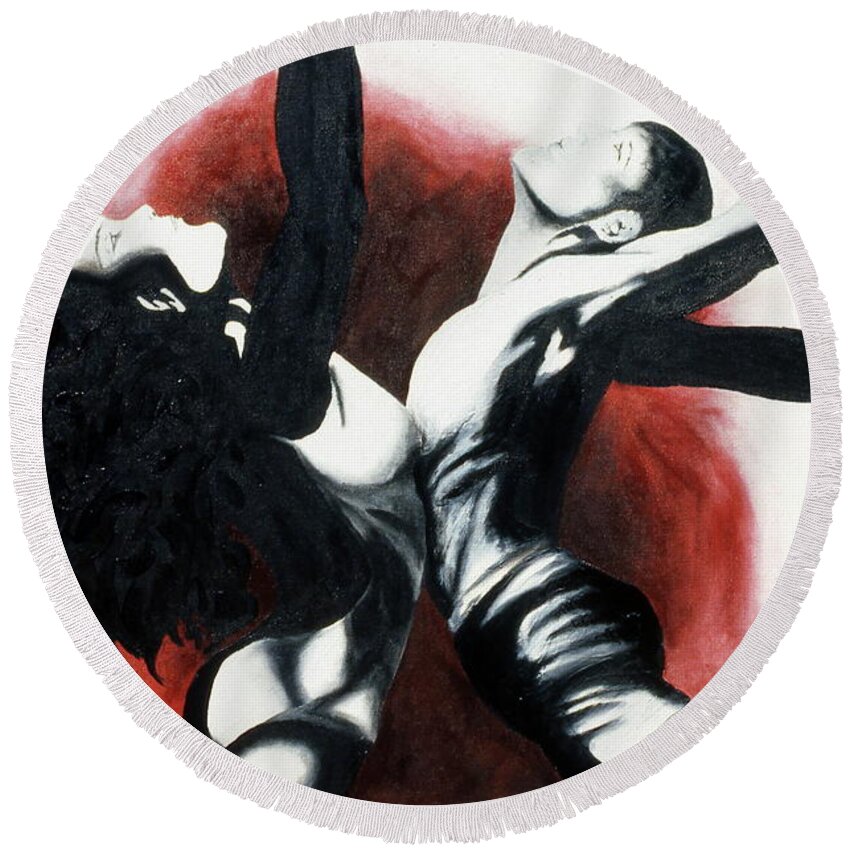 Dancers Round Beach Towel featuring the painting God I Want To Dance by Pamela Henry