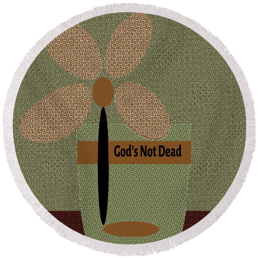 Encouragement Cards Round Beach Towel featuring the digital art God Is Not Dead 41 by Miss Pet Sitter