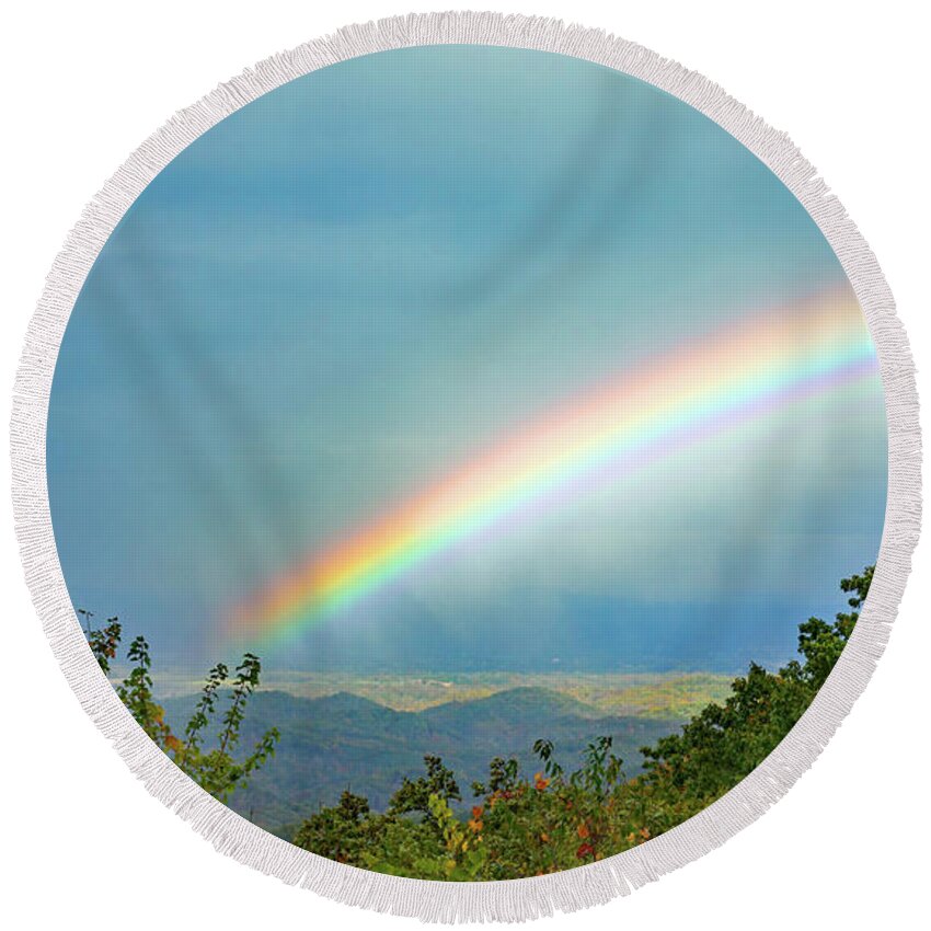 Rainbow Round Beach Towel featuring the photograph God's Promise by Gina Fitzhugh
