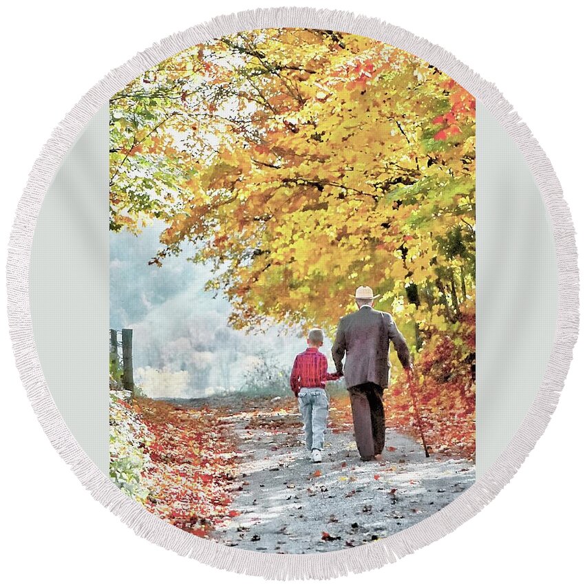 Grandfather Round Beach Towel featuring the photograph Going Home by Randall Dill