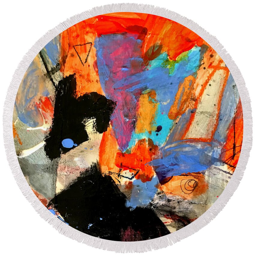 Mixed Media Round Beach Towel featuring the painting Going Through the Fire 2 by Janis Kirstein