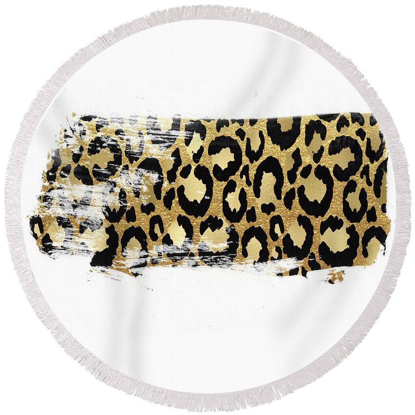 Gold Round Beach Towel featuring the photograph Gold Leopard Fur Pattern by Carrie Ann Grippo-Pike