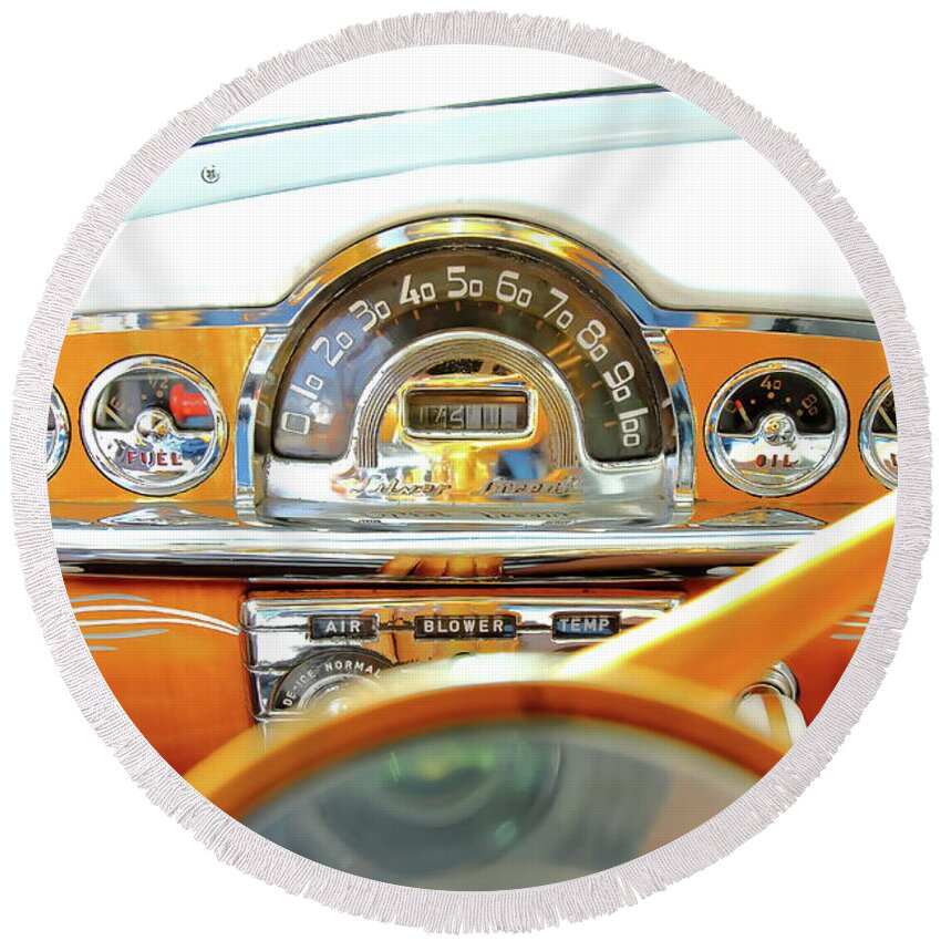 Pontiac Round Beach Towel featuring the photograph Golden Dash by Lens Art Photography By Larry Trager