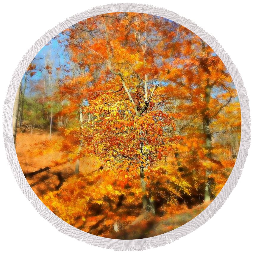 Autumn Round Beach Towel featuring the photograph Golden Delicious by Tami Quigley