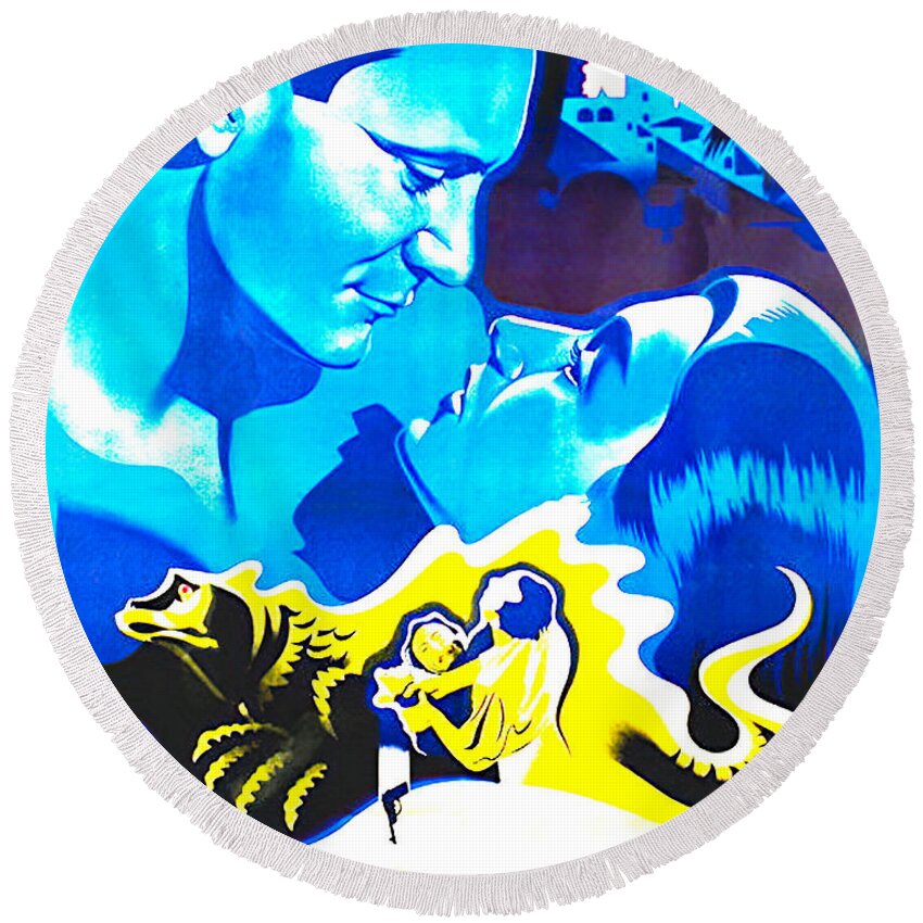 Golden Round Beach Towel featuring the painting ''Golden Salamander'', 1950, movie poster painting by Movie World Posters