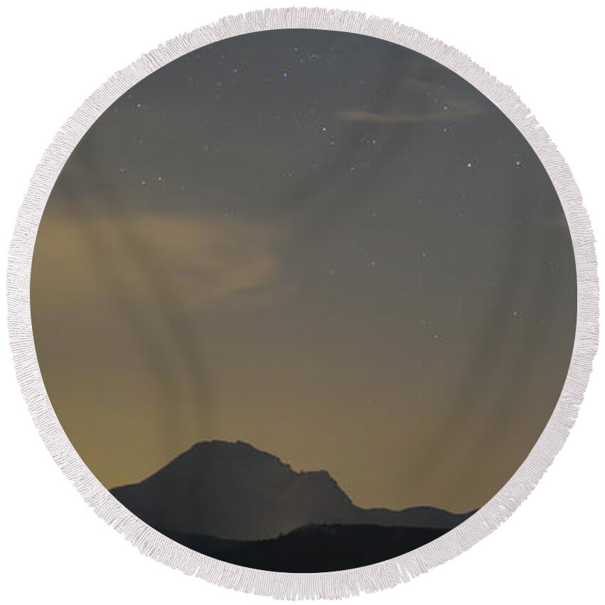 Landscape Round Beach Towel featuring the photograph Golden sky or Starry sky ? by Karine GADRE