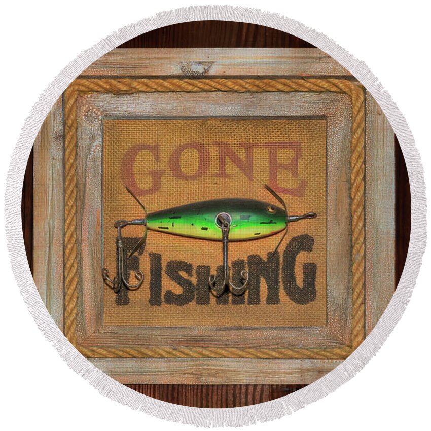 Fishing Round Beach Towel featuring the photograph Gone Fishing-1 by John Kirkland