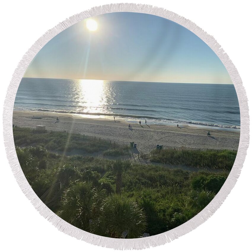 Photography Round Beach Towel featuring the photograph Good Morning Myrtle Beach by Lisa White
