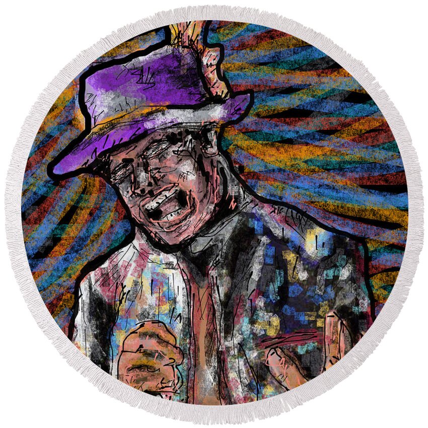 Gord Downie The Hip Abstract Rock And Roll Music Concert Star Celebrity Canada Round Beach Towel featuring the painting Gord Downie The Hip Abstract by Bradley Boug