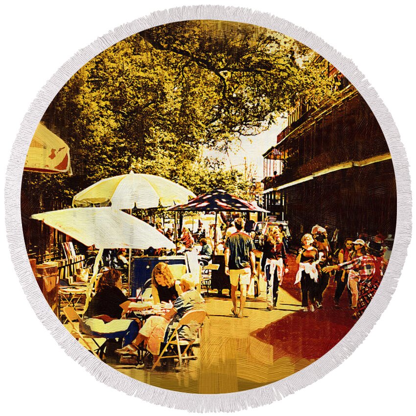 New-orleans Round Beach Towel featuring the digital art Gothic New Orleans by Kirt Tisdale