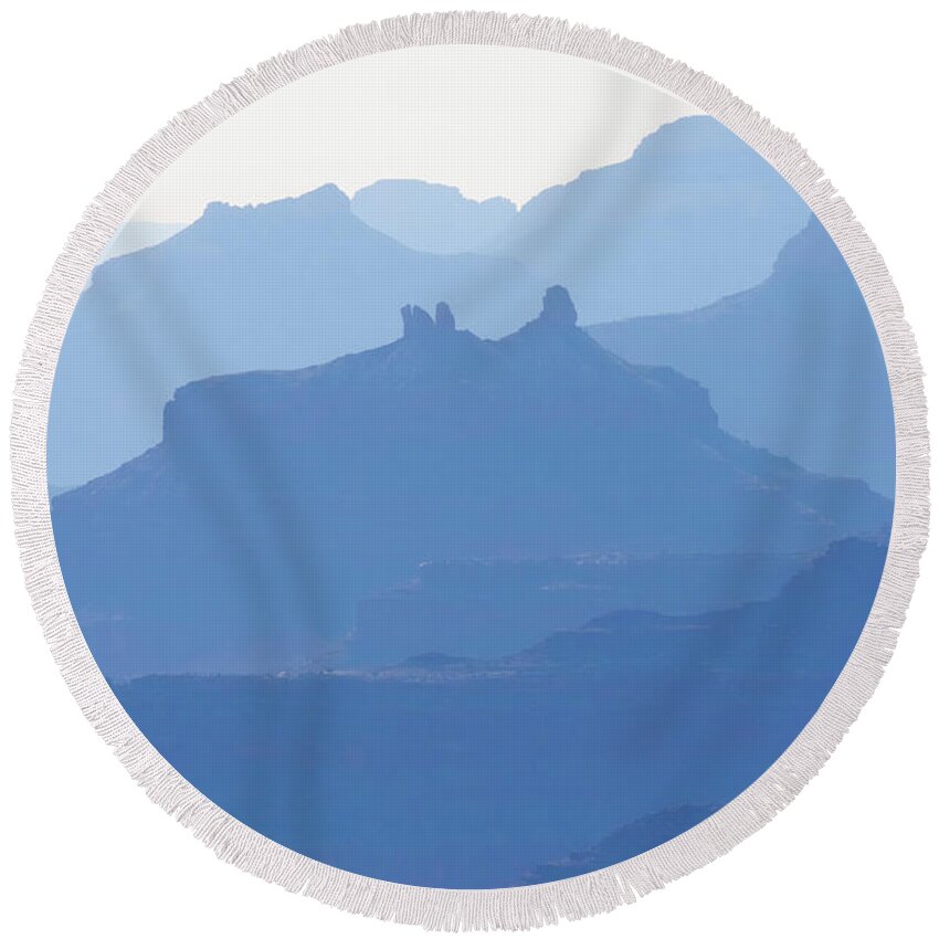Grand Canyon Round Beach Towel featuring the photograph Grand Canyon Blue Silhouettes #2 by Tatiana Travelways