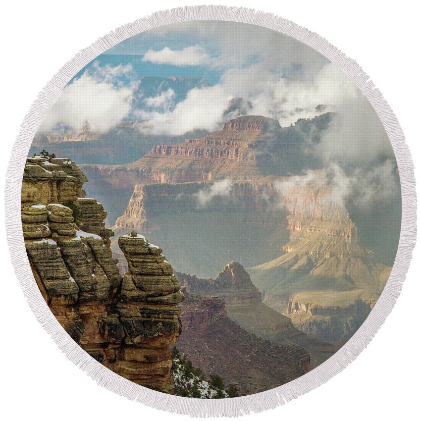 Grand Canyon Round Beach Towel featuring the photograph Grand Canyon by Jim Mathis