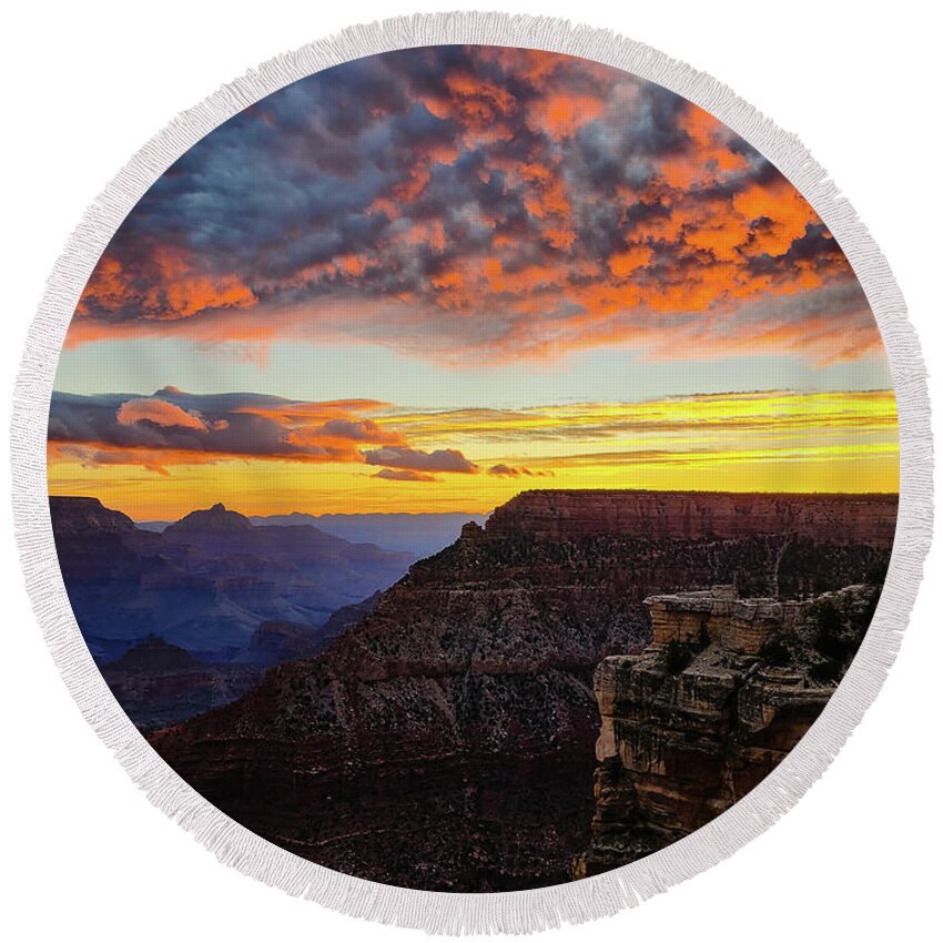 Grand Canyon Round Beach Towel featuring the photograph Grand Canyon Sunrise by Susie Loechler