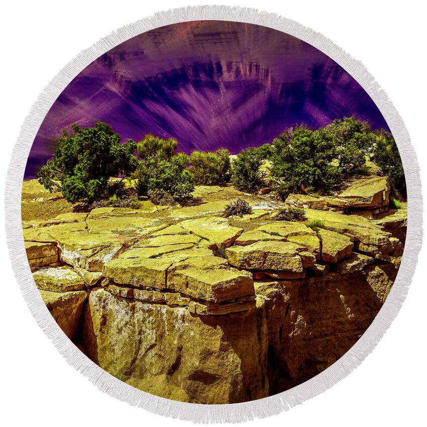 National Park Round Beach Towel featuring the photograph Grand Canyon Trees by Nick Zelinsky Jr