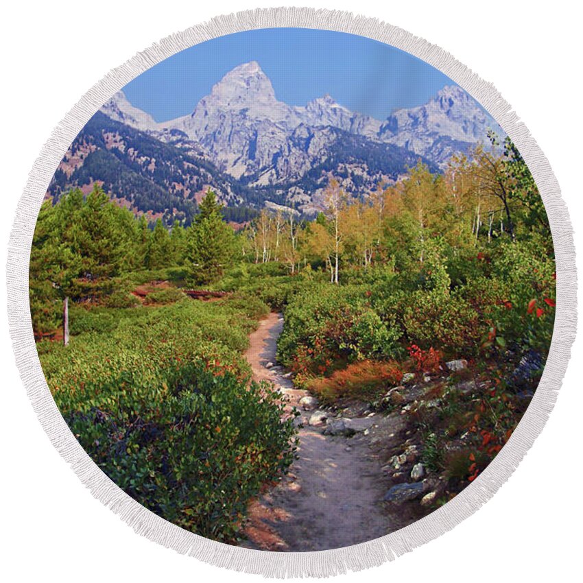 Grand Teton National Park Round Beach Towel featuring the photograph Grand Teton Glaciers by Suzanne Stout