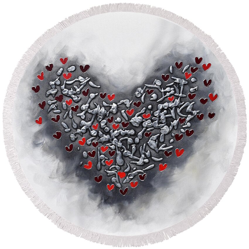 Heart Round Beach Towel featuring the painting Grateful by Amanda Dagg
