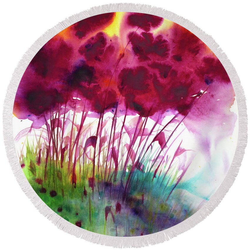 Watercolour Round Beach Towel featuring the painting Gravity Pulls On the Last by Petra Rau