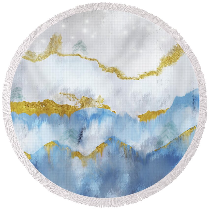 Abstract Round Beach Towel featuring the digital art Great Escape by Alison Frank