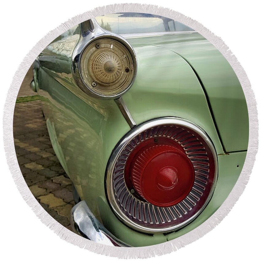 Green Round Beach Towel featuring the photograph Green Ford by M Kathleen Warren