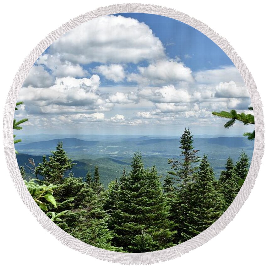 Landscape Round Beach Towel featuring the photograph Green Mountains by Monika Salvan