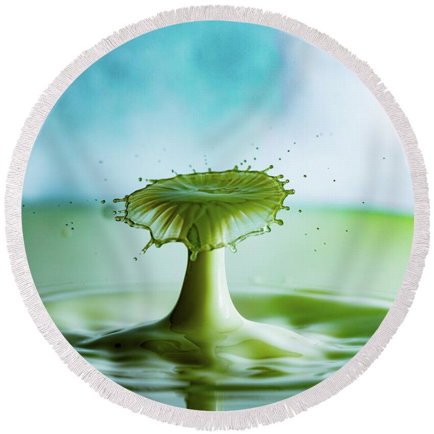 Wall Art Round Beach Towel featuring the photograph Green Mushroom by Marlo Horne