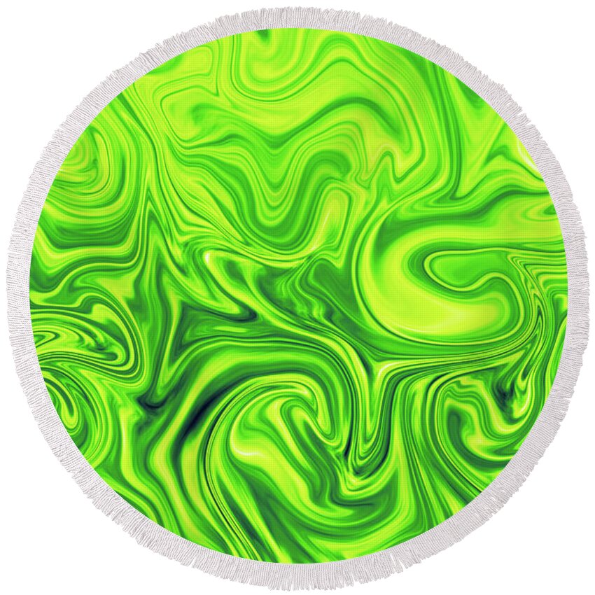 Abstract Background Round Beach Towel featuring the photograph Green Slime Abstract Background by Benny Marty