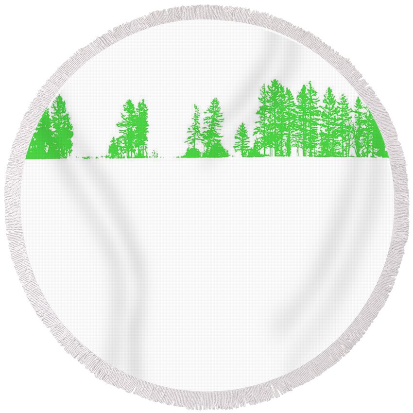 Tree Round Beach Towel featuring the mixed media Green Trees by Moira Law