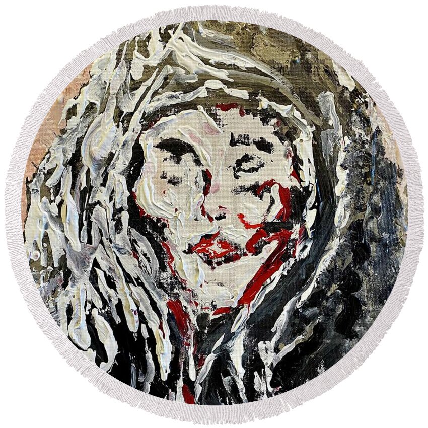 Witch Round Beach Towel featuring the painting Hag I Am by Bethany Beeler
