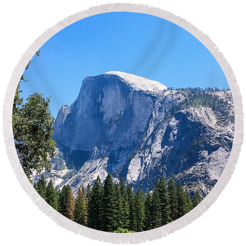 Yosemite Round Beach Towel featuring the photograph Half Dome by Grey Coopre