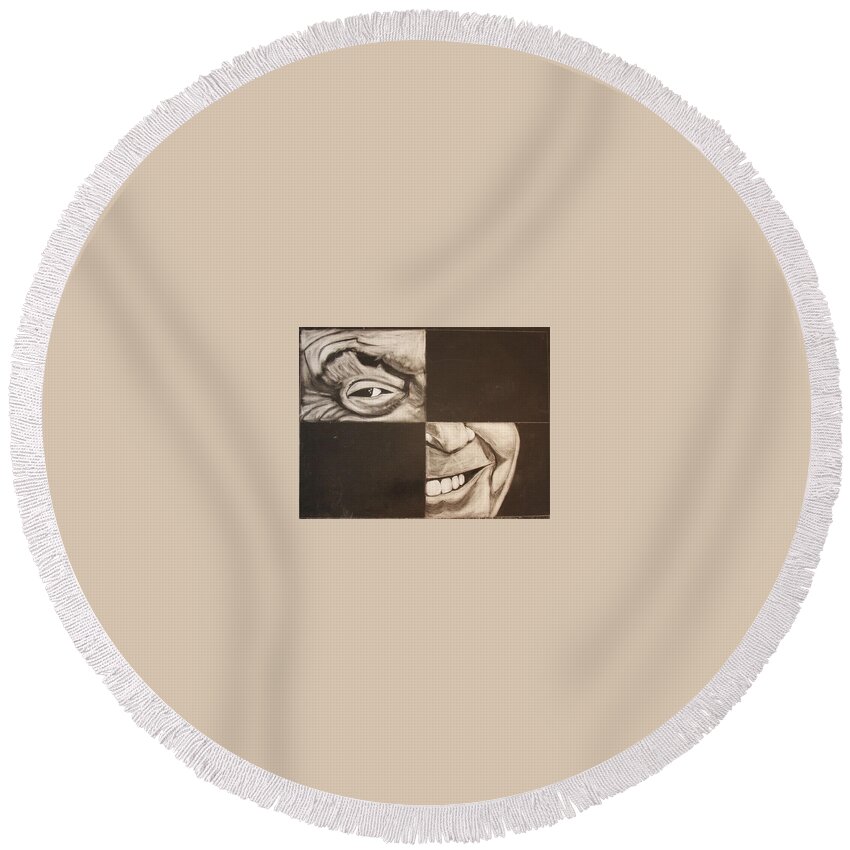 Jack Nicholson Round Beach Towel featuring the drawing Half Jack by Dorsey Northrup