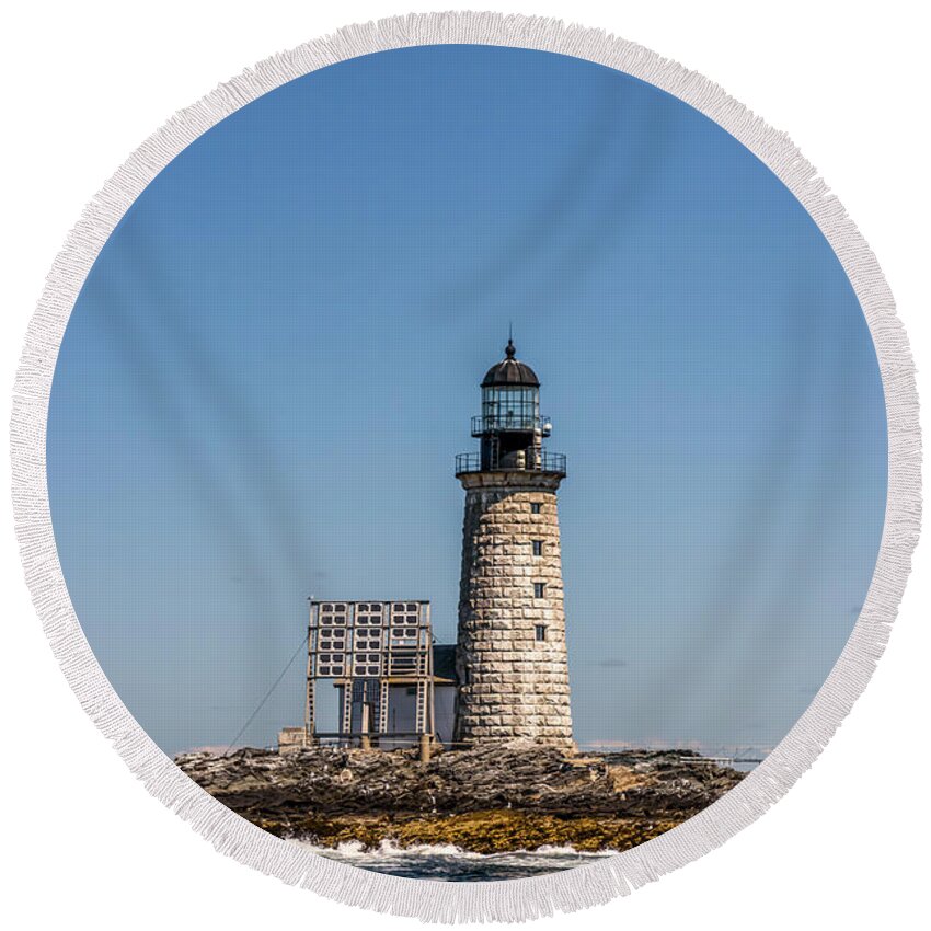 Halfway Rock Lighthouse Round Beach Towel featuring the photograph Halfway Rock Lighthouse by Elizabeth Dow