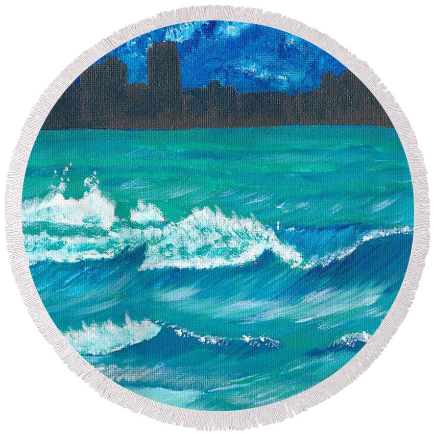 Wave Round Beach Towel featuring the painting Hamilton Beach 2 by David Bigelow