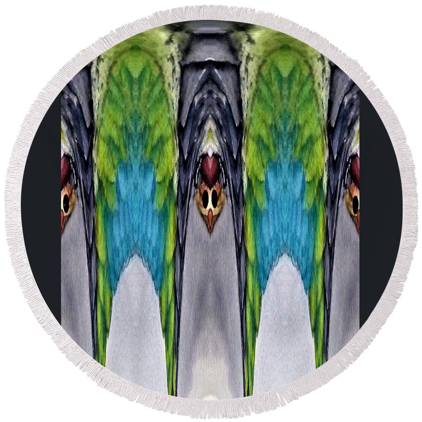 Abstract Art Round Beach Towel featuring the digital art Hanging Bats by Ronald Mills