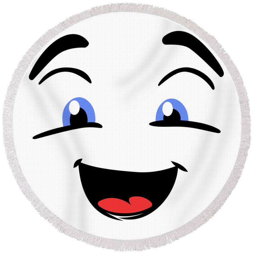 Emoji Round Beach Towel featuring the photograph Happy Face Emoji by Nancy Ayanna Wyatt