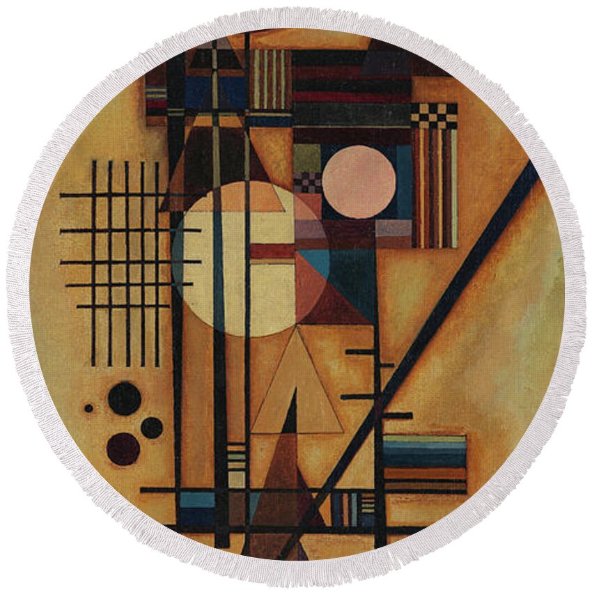 Wassily Kandinsky Round Beach Towel featuring the painting Hard in Soft by Wassily Kandinsky