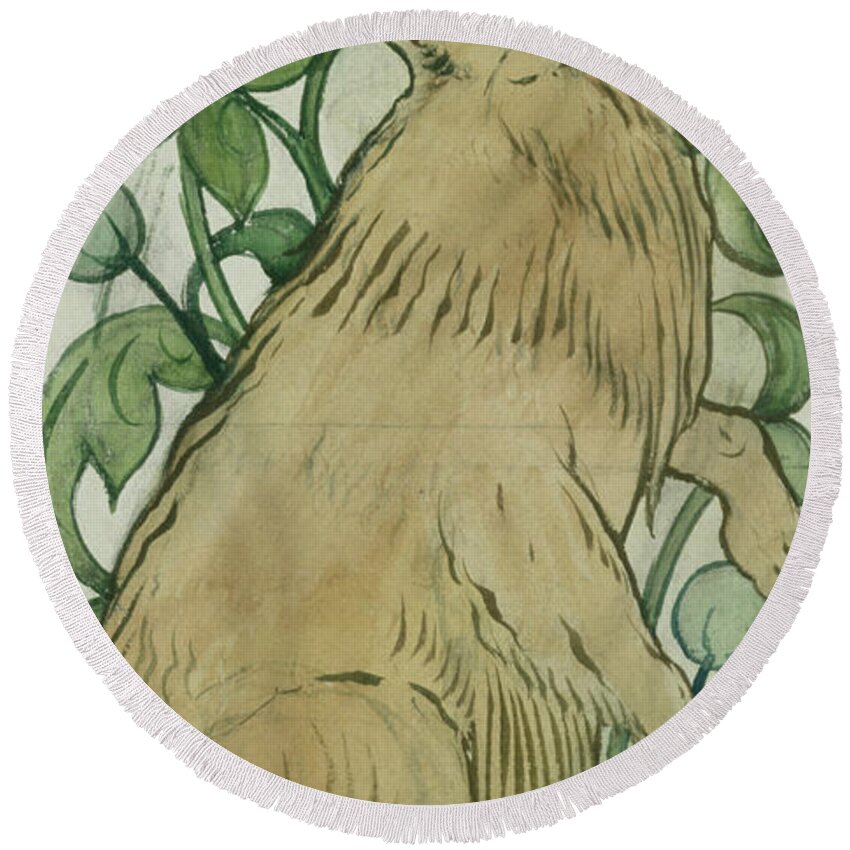 Hare Round Beach Towel featuring the painting Hare by William De Morgan