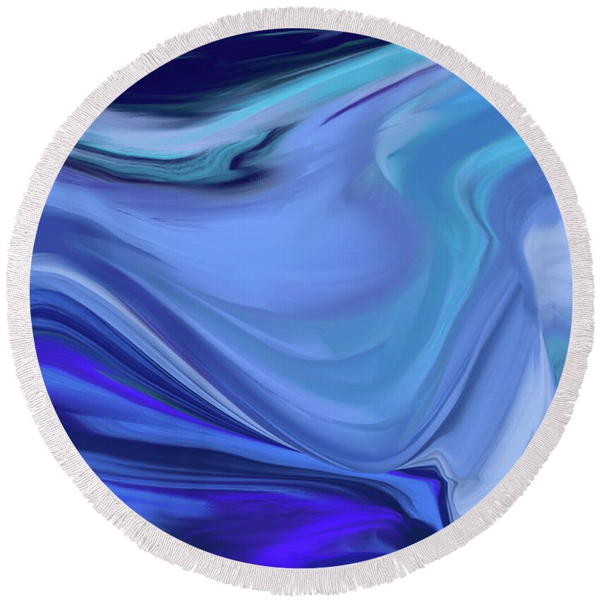 Abstract Round Beach Towel featuring the digital art Harmonious Fluidity by Mars Besso
