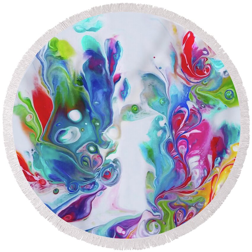 Rainbow Colors Round Beach Towel featuring the painting Harmony by Deborah Erlandson
