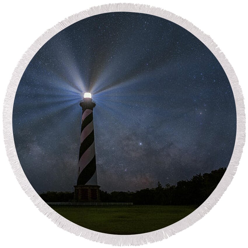 North Carolina Round Beach Towel featuring the photograph Hatteras Icon by Robert Fawcett