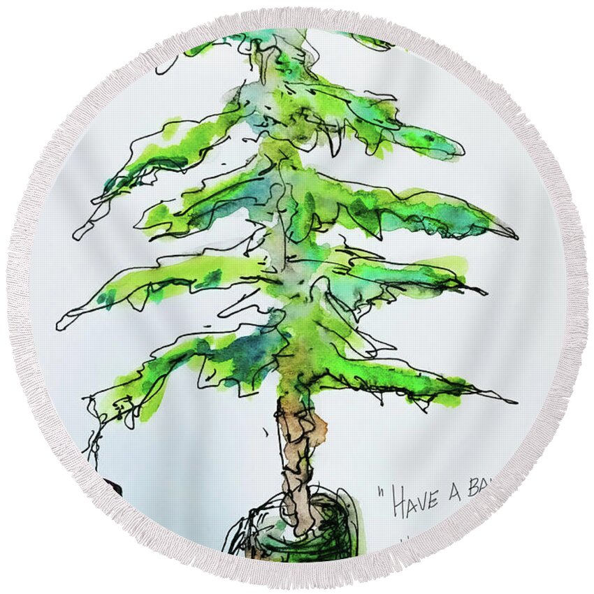Christmas Round Beach Towel featuring the mixed media Have A Ball by Jason Nicholas