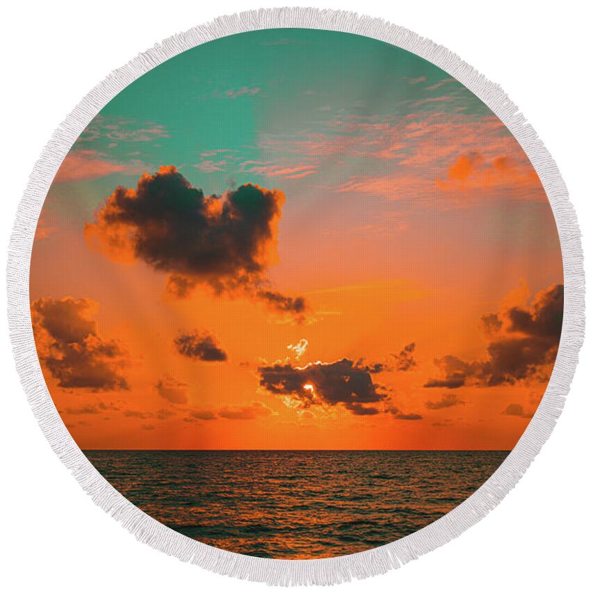 Nature Round Beach Towel featuring the photograph Heart in the Sky by Go and Flow Photos