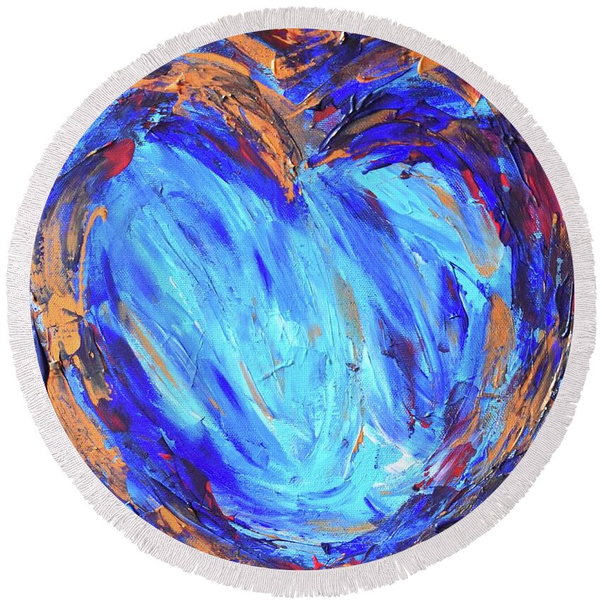 Nature Round Beach Towel featuring the painting Heart of Eternity by Leonida Arte