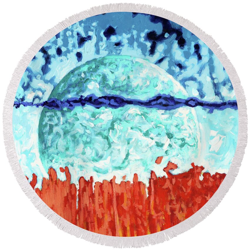 Earth Round Beach Towel featuring the painting Heat Waves by John Lautermilch