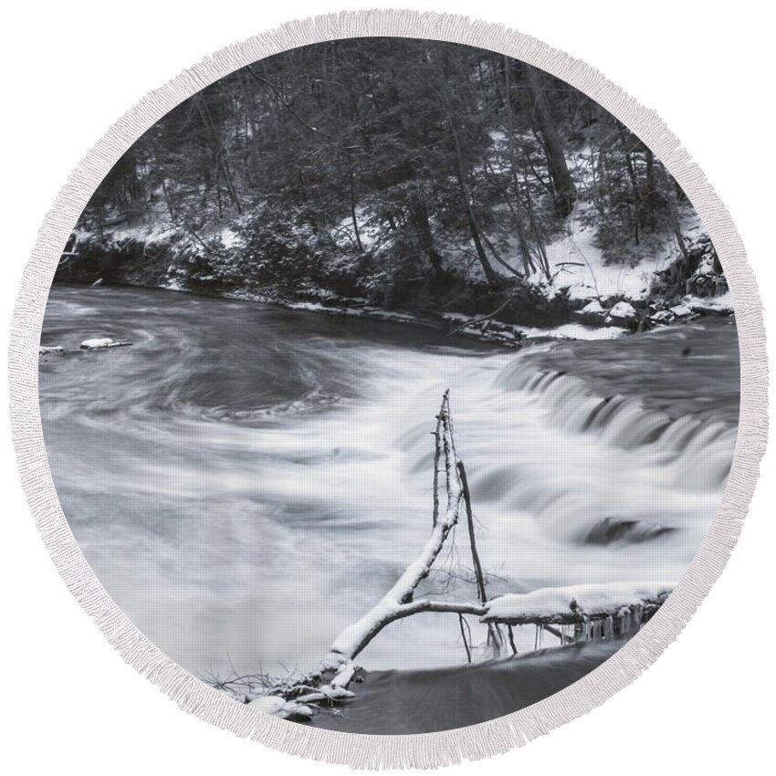  Round Beach Towel featuring the photograph Henry Church Rock Falls by Brad Nellis