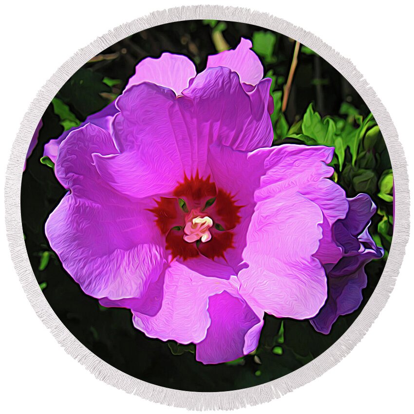 Flower Round Beach Towel featuring the photograph Hibiscus in Pink by Roberta Byram