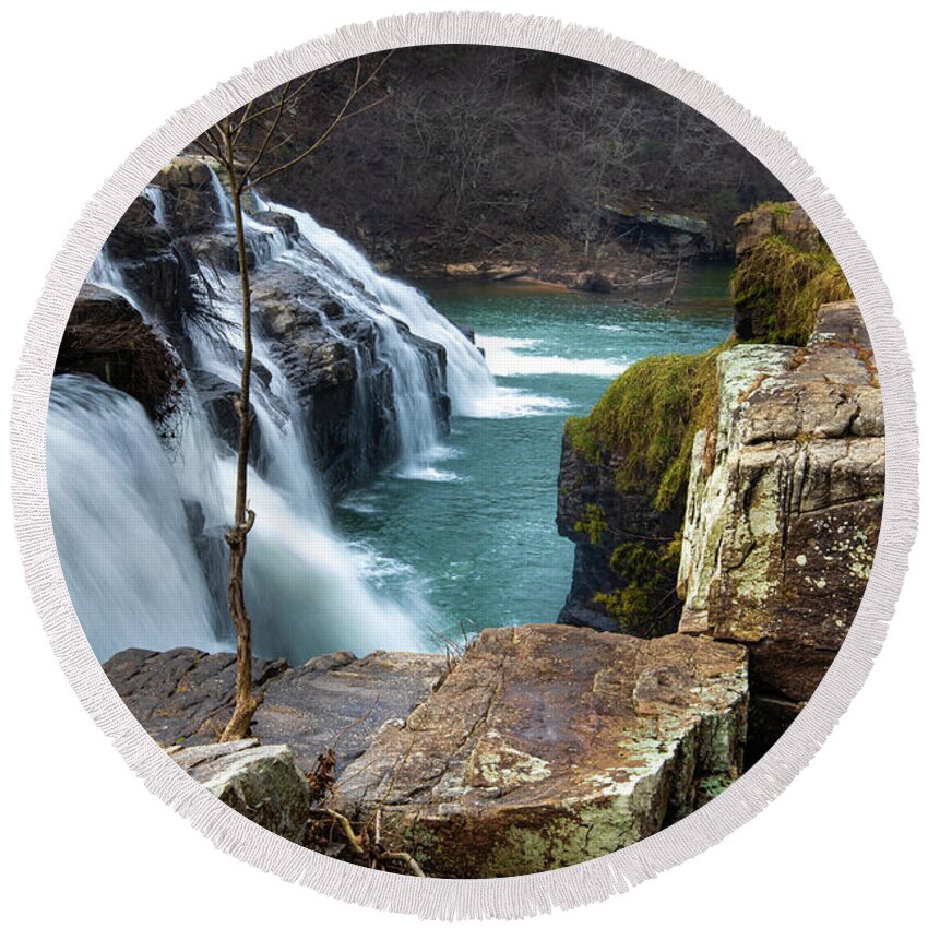Waterfall Round Beach Towel featuring the photograph High Falls by Jamie Tyler