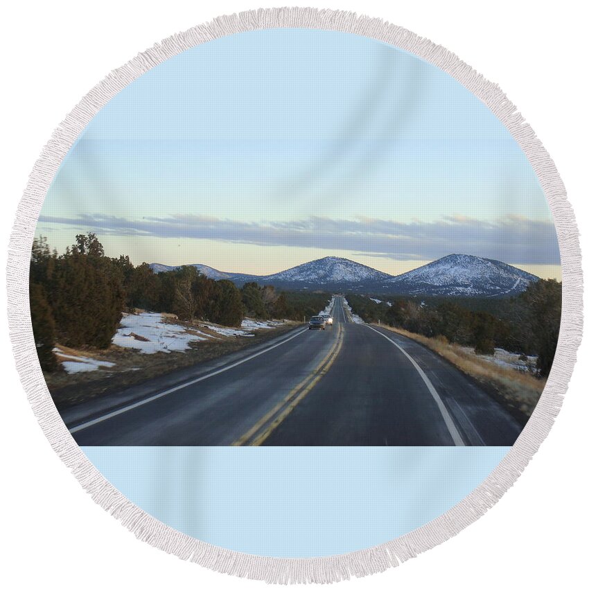  Round Beach Towel featuring the photograph Highbeam by Trevor A Smith