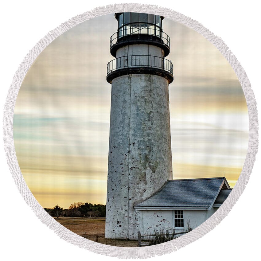 Highland Lighthouse Round Beach Towel featuring the photograph Highland Light by Denise Kopko