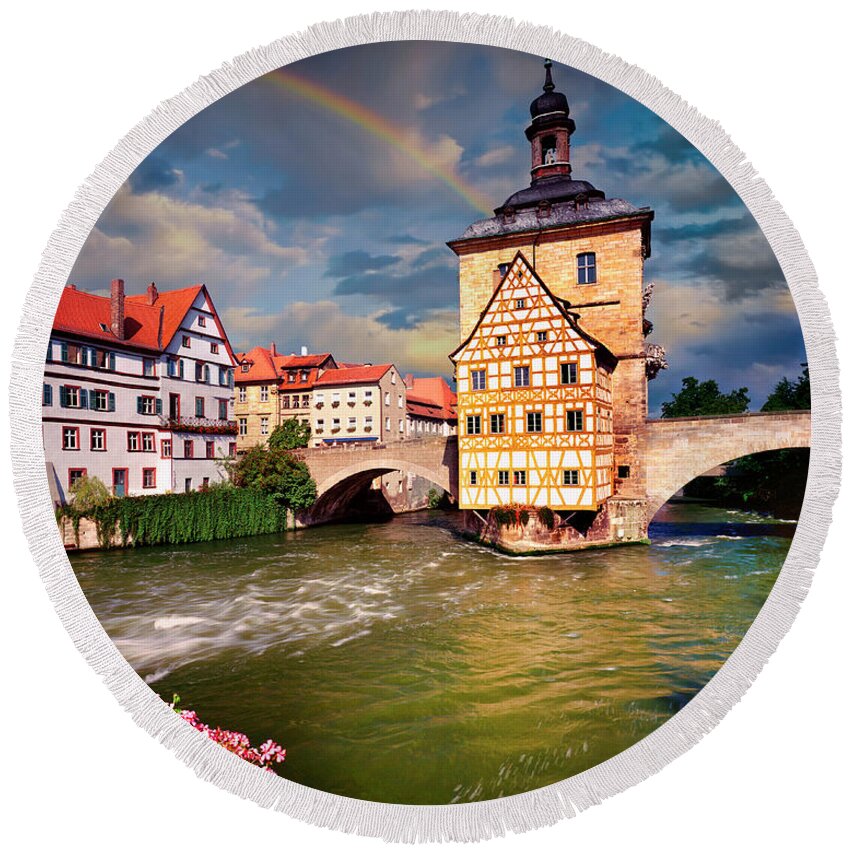 Nag884083c Round Beach Towel featuring the photograph Historic Bamberg by Edmund Nagele FRPS